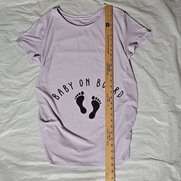 Time and Tru Women's Large 12/14 Maternity Pullover Graphic Purple Tee Used - Picture 9 of 11